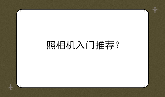 照相机入门推荐？