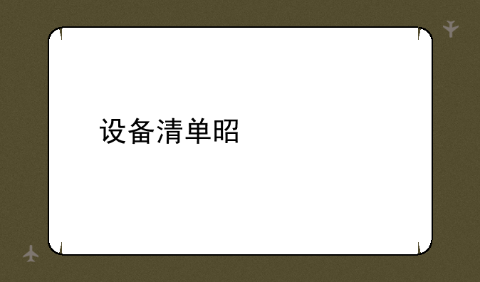 设备清单是什么