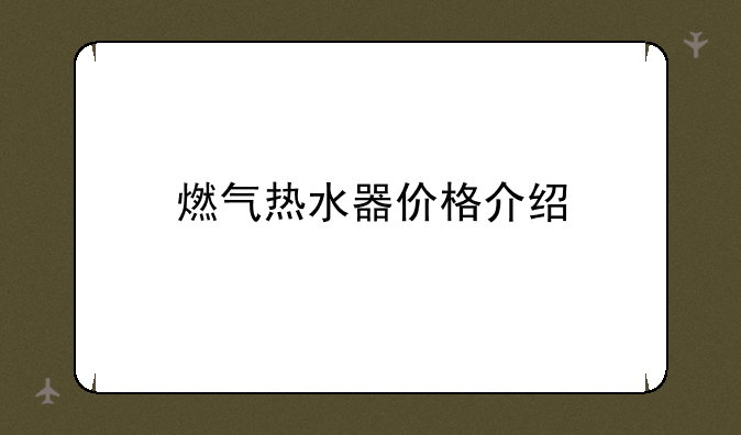 燃气热水器价格介绍