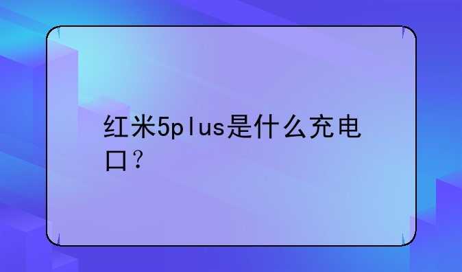 红米5plus是什么充电口？