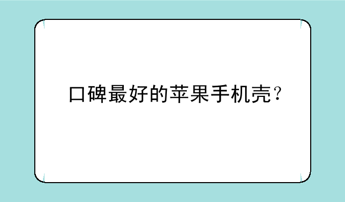 口碑最好的苹果手机壳？