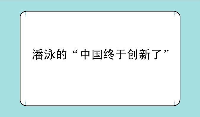 潘泳的“中国终于创新了”