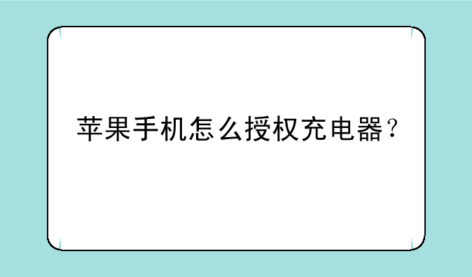 苹果手机怎么授权充电器？