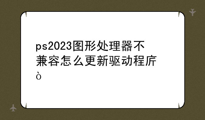 ps2023图形处理器不兼容怎么更新驱动程序？