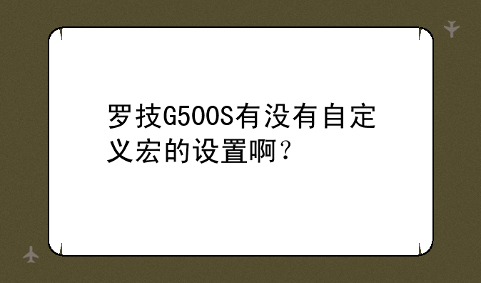 罗技G500S有没有自定义宏的设置啊？