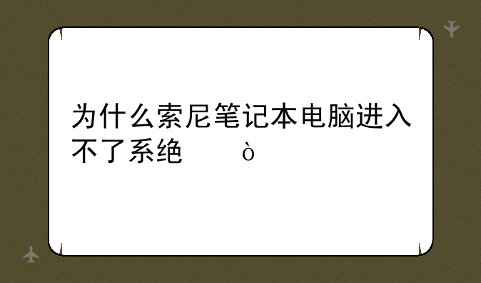 为什么索尼笔记本电脑进入不了系统？