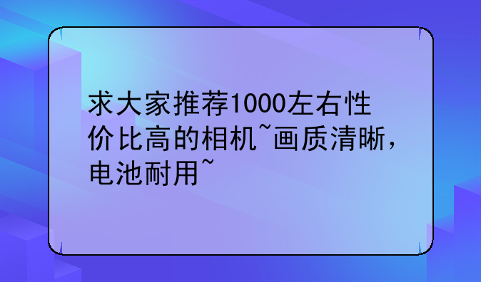 求大家推荐1000左右性价比高的相机~画质清晰，电池耐用~