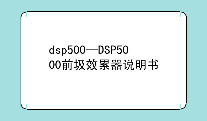 dsp500—DSP5000前圾效累器说明书
