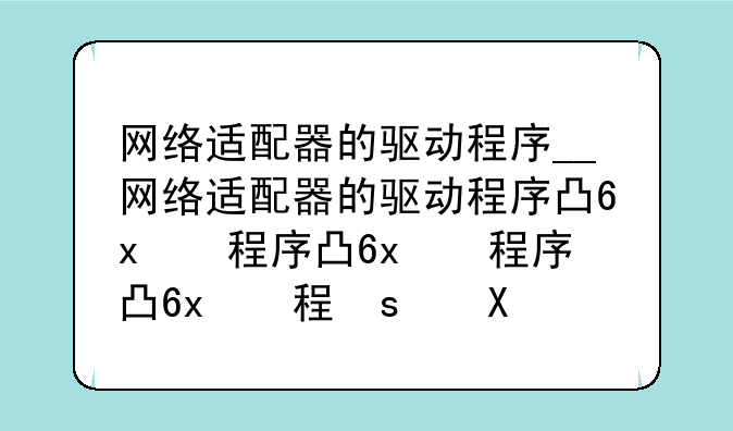 网络适配器的驱动程序__网络适配器的驱动程序出现问题