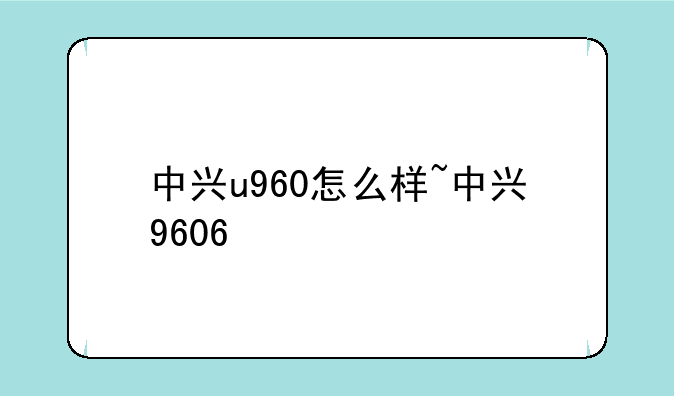 中兴u960怎么样~中兴9606