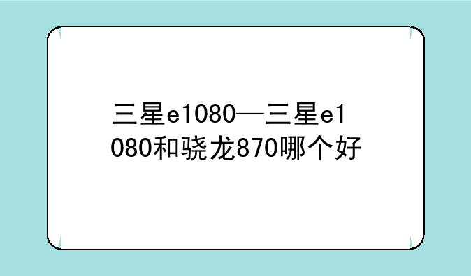 三星e1080—三星e1080和骁龙870哪个好