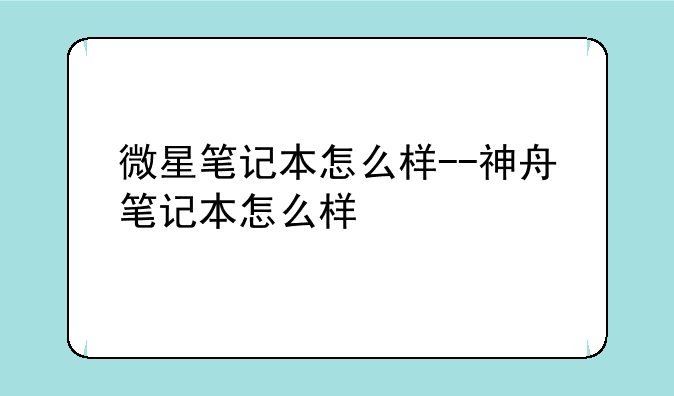 微星笔记本怎么样--神舟笔记本怎么样