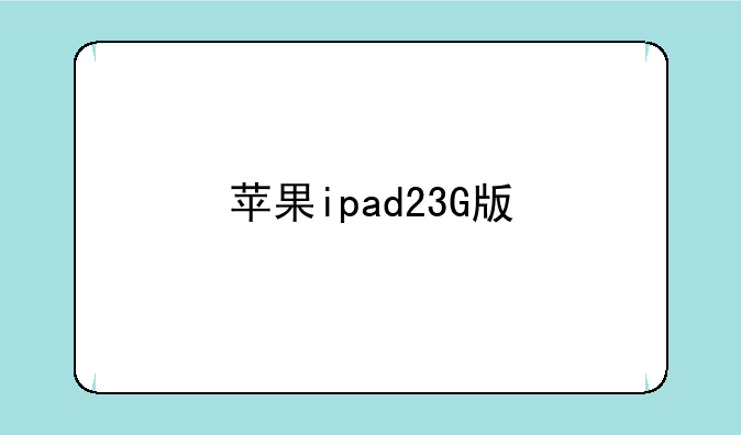 苹果ipad23G版/WiFi版是什么意思？