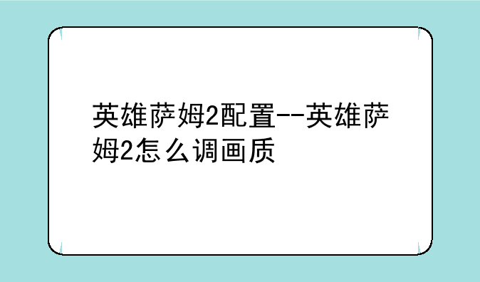 英雄萨姆2配置--英雄萨姆2怎么调画质