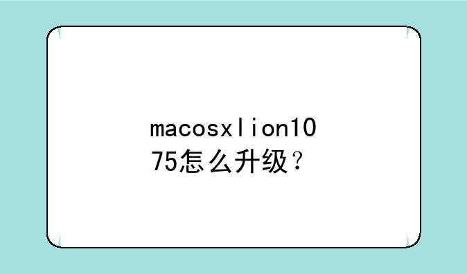 macosxlion1075怎么升级？